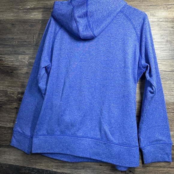 adidas heathered Blue Hoodie Sweatshirt with Multicolor Logo - Picture 5 of 7